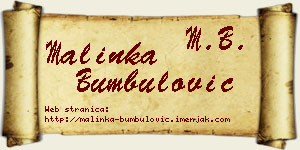 Malinka Bumbulović vizit kartica
